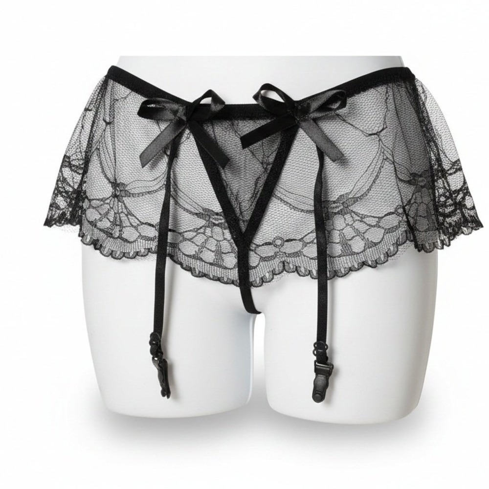 NWOT Floral Lace Garter Belt & G-String Set Sexy Sheer Suspender Lingerie OS‎